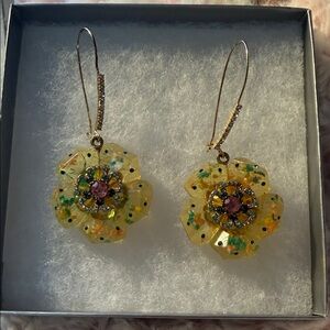 Betsey Johnson Floral Gold and Green Earrings Sweetness and light.